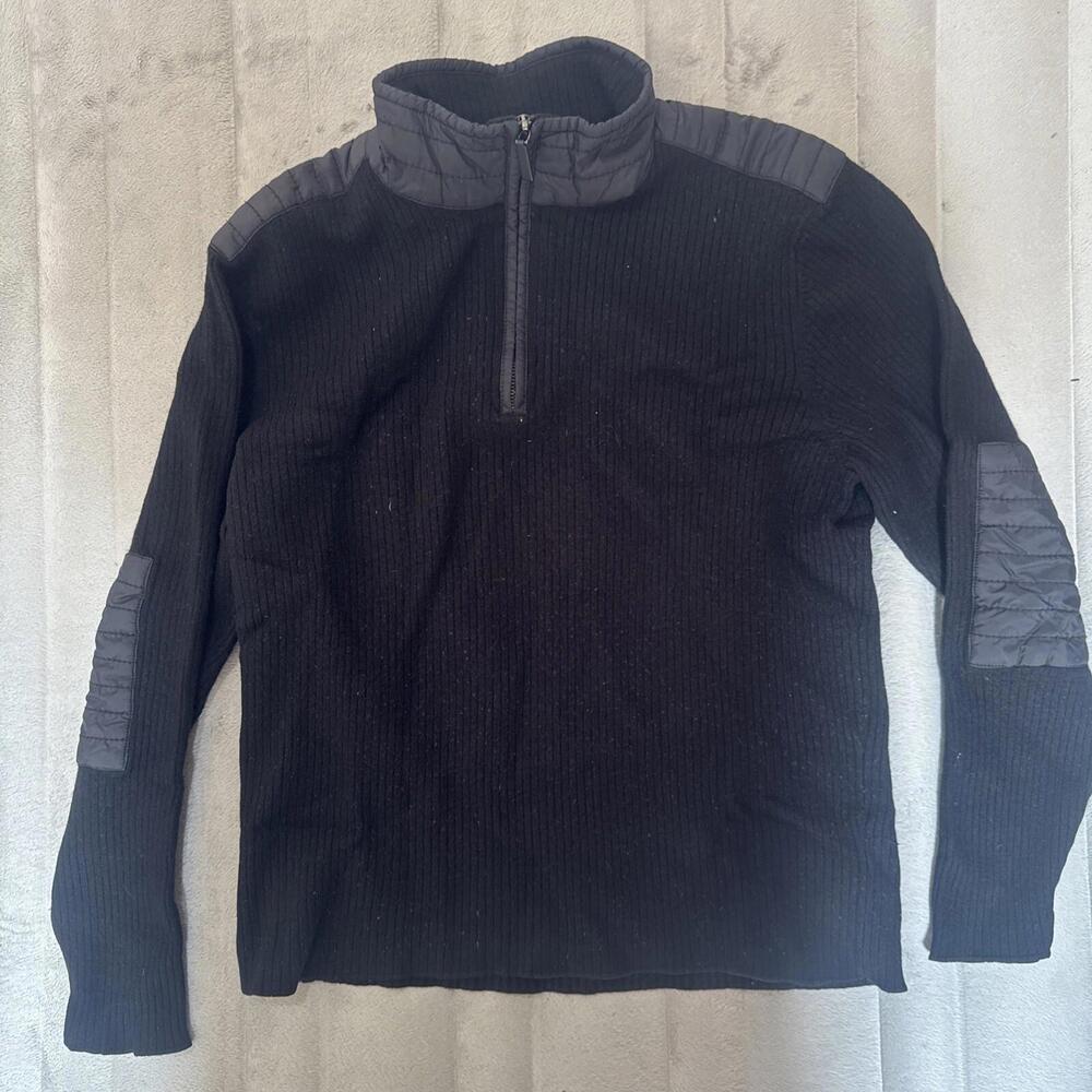 Hart Schaffner Marx Men’s XL Black Ribbed Knit Quarter Zip Pullover‎ Sweater